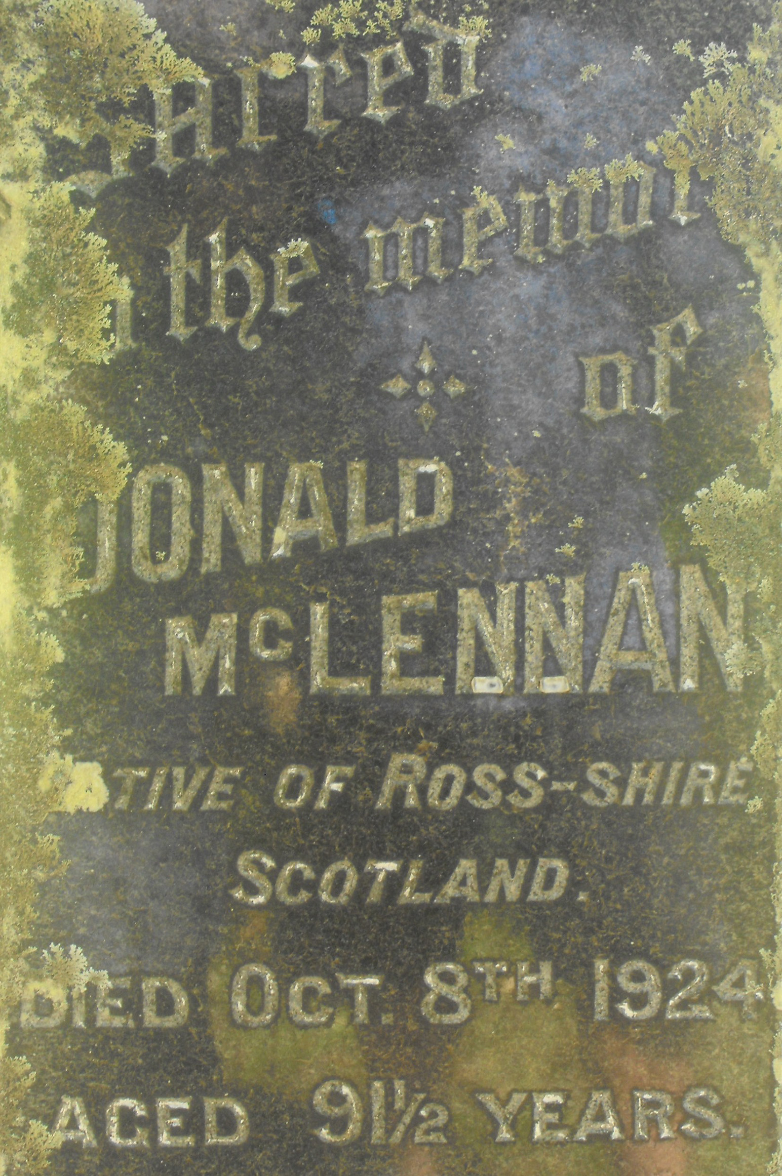 Photo of headstones/Donald McLennan d1924 hdstn Wauchope Crossrds_close